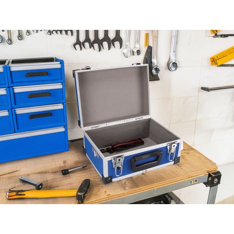 Werkzeugkoffer Werkzeugkiste Werkzeugkasten Aluminum Case 32x23x15,5cm blau