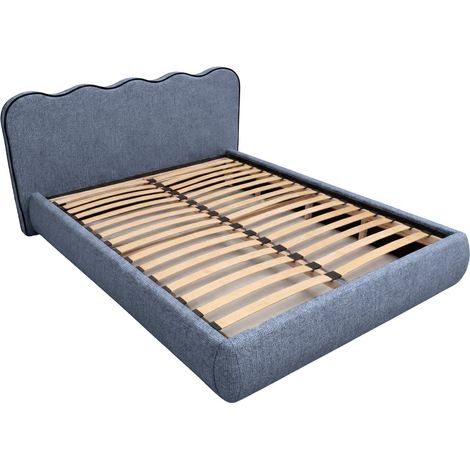 SPELLO - Lit tissu lisse 160x200cm Bleu (1/5)