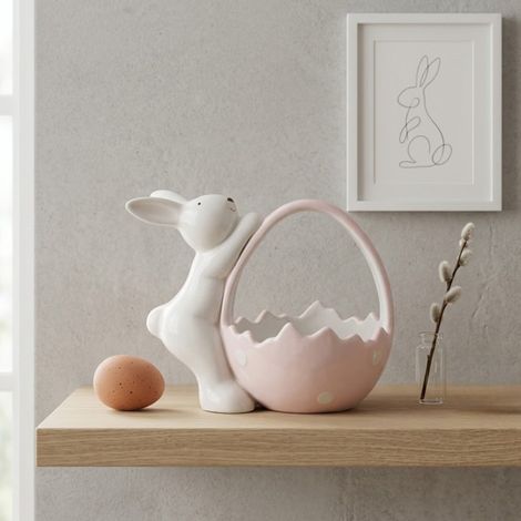 Springtime Bunny Pink Basket Ornament (1/2)
