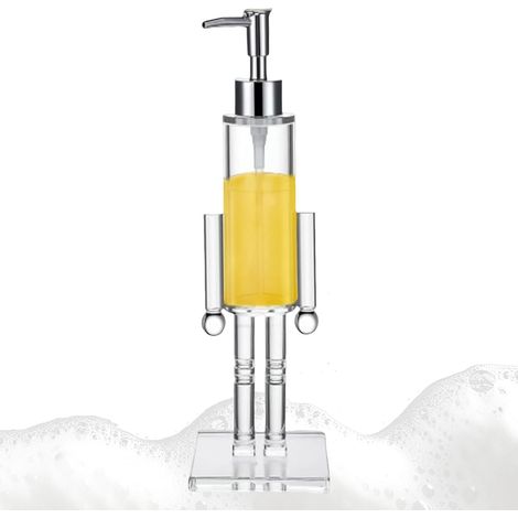 Dispensador de jabón con forma de cascanueces navideño, 9,5 x 9,5 x 30 cm, acrílico transparente, decoración festiva (1/5)