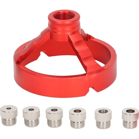Gabarit de guide de foret 5/6/7/8/9/10 mm Outil de travail du bois Localisateur de guide de poinçon Fixation de perçage vertical (rouge)