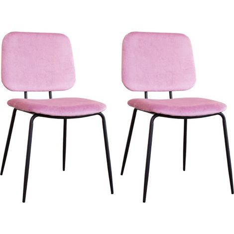 Set mit 2 Esszimmerstühlen Jerry Samt Rosa – ohne Armlehnen