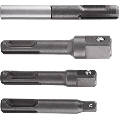 Adaptateur pour douille hexagonale SDS Plus vers douille hexagonale 1/4" et rallonge pour foret carré 1/4", 3/8" et 1/2". (1/5)