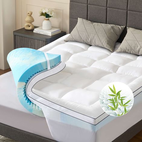 NicePlus Topper, 140x200x10 cm, mousse à gel 5 zones – Pour un sommeil réparateur, maille 360° compatible toutes matelas, H2/H3 (1/4)