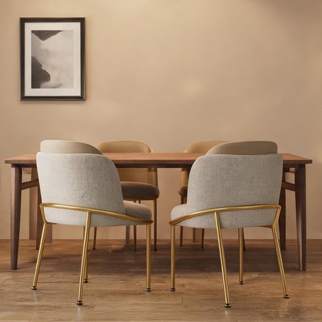 Lot de 2 chaises modernes scandinaves en simili beige et khaki (1/5)