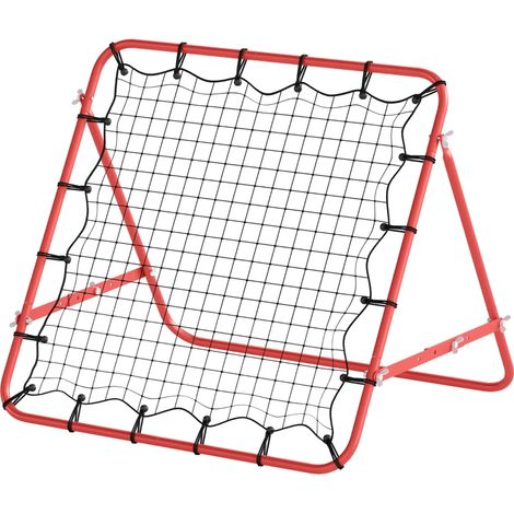 Filet d'entraînement football 84x84cm angle ajustable, but rebond pour jeunes, travail tirs passes contrôle ballon rouge