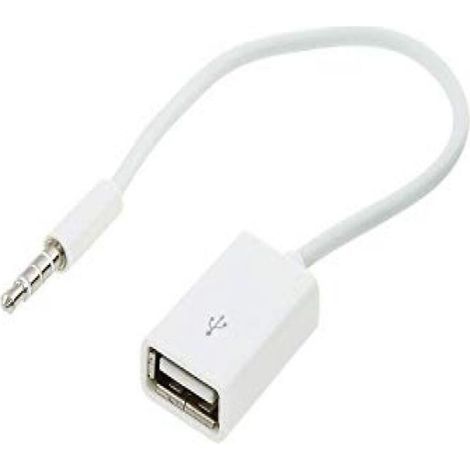 Câble auxiliaire de 15 cm, prise jack 3,5 mm vers port USB 2.0, blanc (1/4)