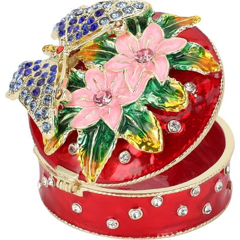 Elegant Butterfly Jewelry Box, Enamel Trinket Storage Box with a Vintage Design for Rings and Souvenirs, Decorative for Bedroom, Bathroom and Home Decor (1/5)