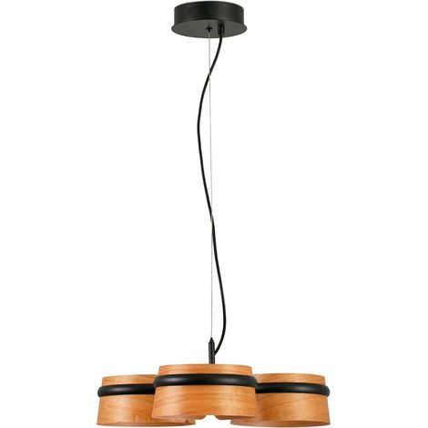 Faro Loop - Luminaire suspendu à 3 ampoules DEL à intensité variable noir, bois (1/5)