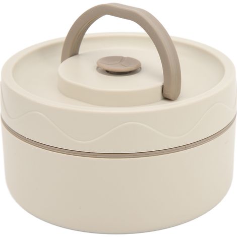 Casserole thermique 420ml acier inoxydable 304 double couche portable forme ronde boîte déjeuner thermique beige isolante (1/5)
