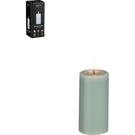 Mica LED Kerze grün, warm weiss, batteriebetrieben mit Timer 10 x Ø 5 cm Flammenlose/LED-Kerze (1/2)