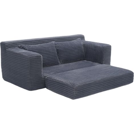 Sofá cama biplaza de tela gris oscuro con espuma viscoelástica, sin montaje, 2 en 1 (1/5)