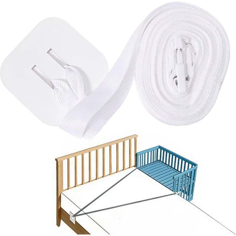 1 Pièce Sangle Cododo Bébé 8 m Réglable, Fixation pour Berceau d’Appoint avec Housse, Compatible Lit Adulte et Boxspring, Blanc (1/5)