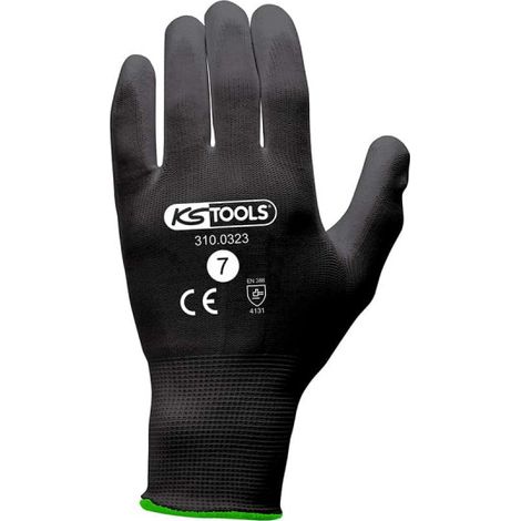 Confezione da 12 paia di guanti KS TOOLS - Microfibre - Nero - Taglia S - 310.0323