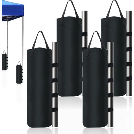 4 Pièces Sac de Sable, Sacs de Sable Oxford 800D, Poids de Jambes pour Pied de Tonnelle pour Auvent, Tente, Lestage Tonnelle, Abris Extérieurs(50 20cm-Noir) (1/5)