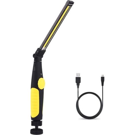 Lampe de Travail LED Rechargeable avec Aimantée et USB Pliable Rotation à 360 degré, Lampe Inspection LED Rechargeable, Lampe D'inspection pour Atelier de Ménage Camping en Plein Air Randonnée (Jaune) (1/5)