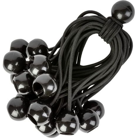 Elastische Kordeln mit Kugelenden – 25er-Packung (15 cm) – Universelle Gummiseile mit Verschlüssen – Strapazierfähiges Gummiband, ideal für Camping, Gepäck und Planen – Schwarz