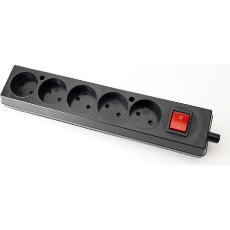 Presa portatile a cinque vie 16A 2P 250V con interruttore, nera GN-560WS