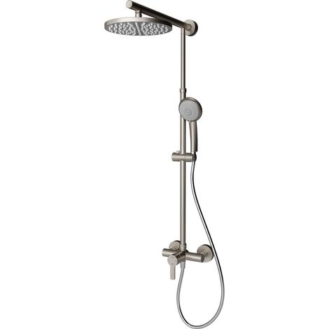 Schulte Duschsystem, DuschMaster Rain mit Einhebelmischer, Farbe: Edelstahl, Kopfbrause rund