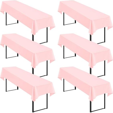 Lot de 6 nappes de table de bière Rose 250x100cm, lavables, résistantes aux taches