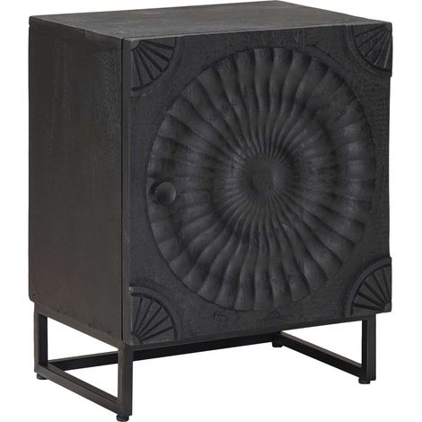vidaXL Handmade Bedside Cabinet Black 40 x 30 x 50 cm Solid Mango Wood