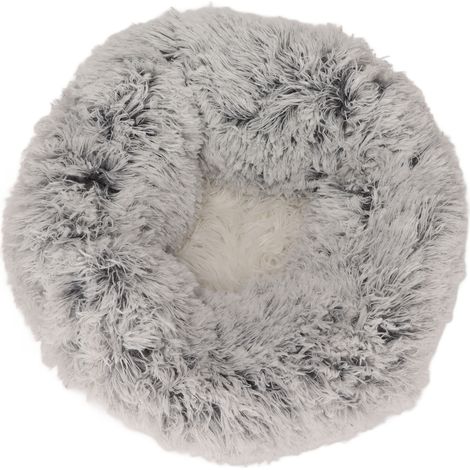 Panier pour chat chaud, respirant et auto-chauffant, en peluche moelleuse, rond, gris, 50 cm. (1/5)