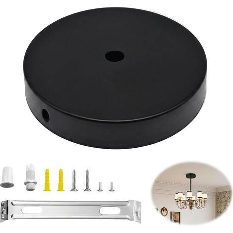 1 unidad de florón de techo negro de 100x20 mm para luminarias  Florón de techo, accesorio de iluminación, rosetón de techo, apto para todo tipo de lámparas. (1/5)