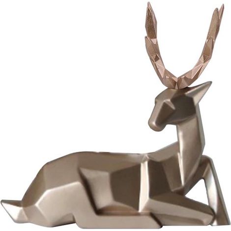 2 Statuettes de Cerf en Résine Moderne, Décor d'Intérieur pour Étagère ou Bureau (Doré) (1/5)