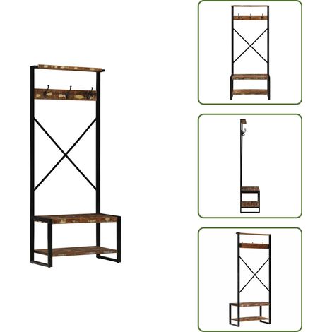 vidaXL Kleiderständer Mehrfarbig 80x40x190 cm Altholz Massivholz (1/5)