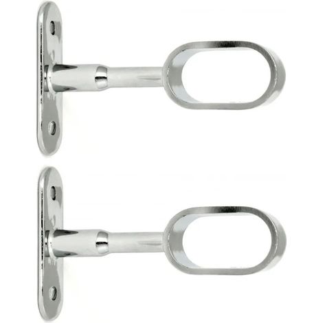 Support pour tube ovale pour penderie, 30x15 mm, saillie 55 mm, chromé, 2 pièces