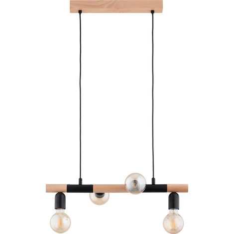 Suspension barre scandinave bois/noir 4xE27 Alfa Lido (1/3)