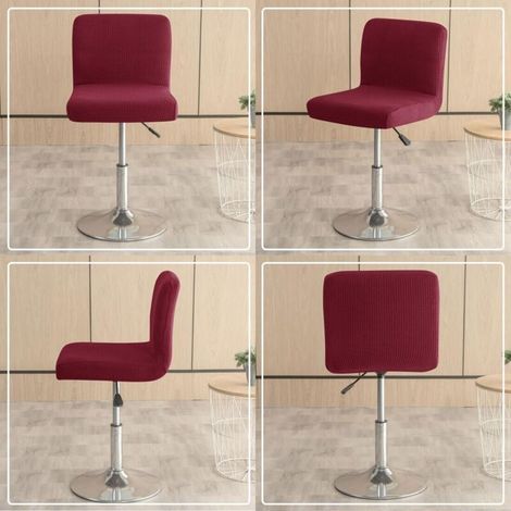 Coprisgabello da bar a 4 pezzi color rosso vino con schienale, 35 cm (P) x 35 cm (L) x 30 cm (A), coprisgabello girevole alto, lavabile, elasticizzato e impermeabile. (1/4)