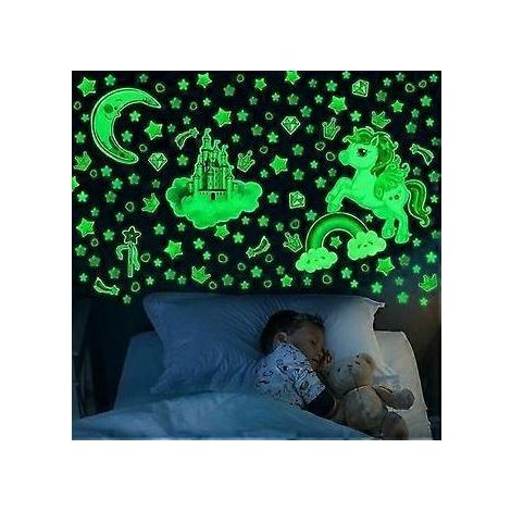 Stickers muraux sirène phosphorescents, sacs cadeaux raffinés inclus pour une décoration de fête d'anniversaire sur le thème des créatures sous-marines. (1/5)