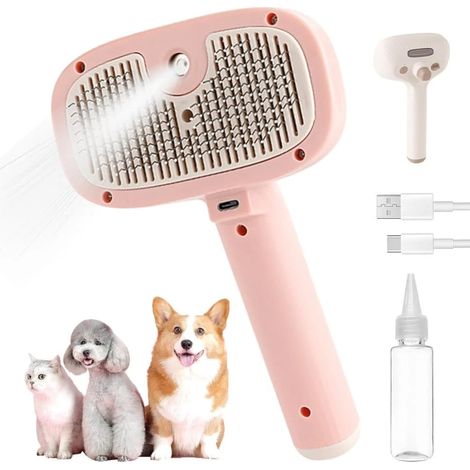 Brosse à poils pour chats et chiens - Brosse douce pour le pelage des animaux - Outil de soin du pelage rose (1/5)