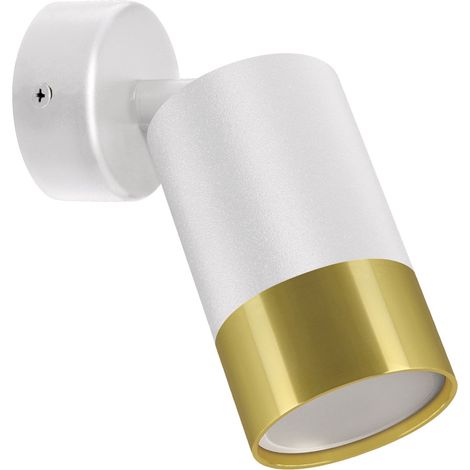 Lampada da parete bianca e oro con faretto orientabile a forma di trombone GU10 35W IP20 Ideus 04130 (1/2)