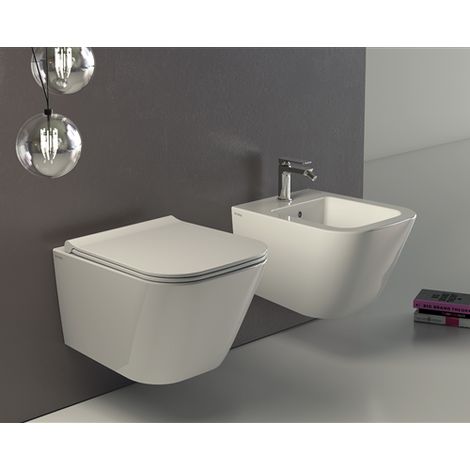 Sanitari Stone mini sospesi salvaspazio senza brida cm 45x37 con