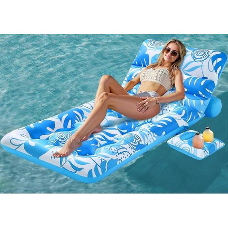 Matelas gonflable pour adultes, transat de piscine à motif de feuilles tropicales, matelas flottant pour bronzer, chaise flottante (1/5)