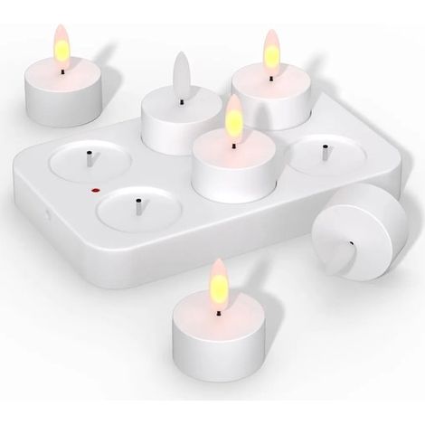 Juego de 6 velas electrónicas，velas sin llama con temporizador y control remoto，velas LED a pilas，velas USB，para mesas de boda (1/4)