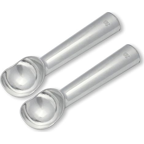 Ensemble de 2 cuillères à glace en aluminium avec poignée conductrice unique remplie de liquide et cuillère antiadhésive professionnelle. (1/5)