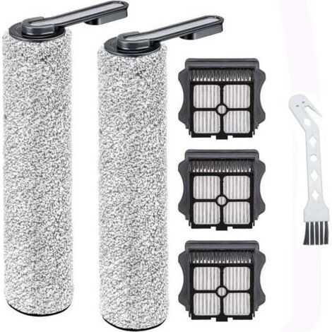 Rouleaux de brosse de rechange et filtres HEPA pour aspirateurs eau et poussière Tineco Floor One S5 / S5 Pro, faciles à changer et à nettoyer, 2 rouleaux de brosse + 3 filtres + 1 brosse de nettoyage (1/4)