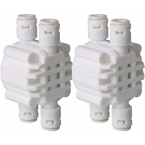 SABIR 2 Pcs 1/4 inch 4 Voies Auto Shut Off Valve, Pousser Les raccords pour Le Système De Filtre À Eau Osmose Inverse Ro (1/5)
