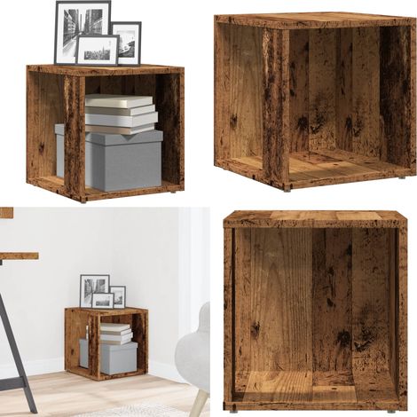 vidaXL Table d'appoint vieux bois 33x33x34 cm bois d'ingénierie (1/5)