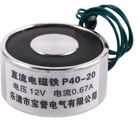 -P40/20 12V 55LB 25Kg Aimant de levage électrique, électroaimant, solénoïde 40 mm (1/5)