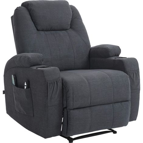 Sessel Hepler mit Massagefunktion Stoff dunkelgrau
