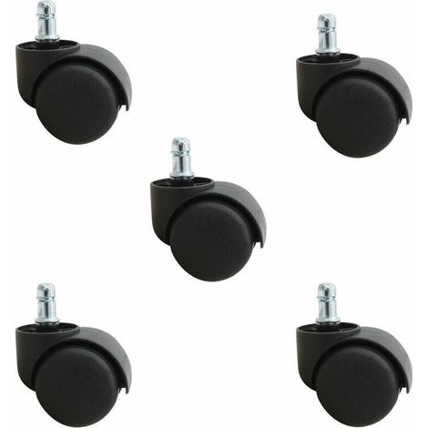 Stool or Office Chair Caster Wheels, 5 Piece Set - Black, Office Chair Spring Caster Wheels, Computer Chair Wheels, Silent (1/4)