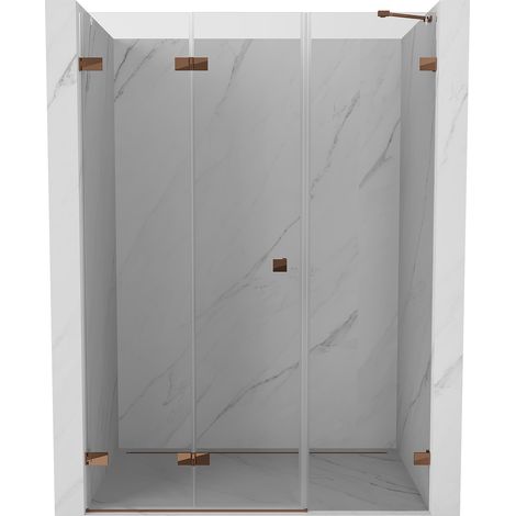 Mexen Lunar-F faltbare Duschabtrennung links 125 cm, transparent, Roségold - 836S-125-050-60-00-L (1/5)
