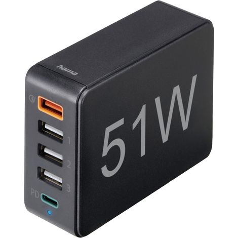 Hama Schnellladegerät 5 Ports 1x QC 3.0, 3x USB-A (1/5)