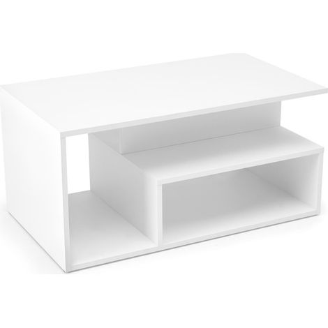 Mesa de centro Houston 1991, Blanco, 43x51x90cm, Diámetro: 0, Aglomerado laminado, Angular