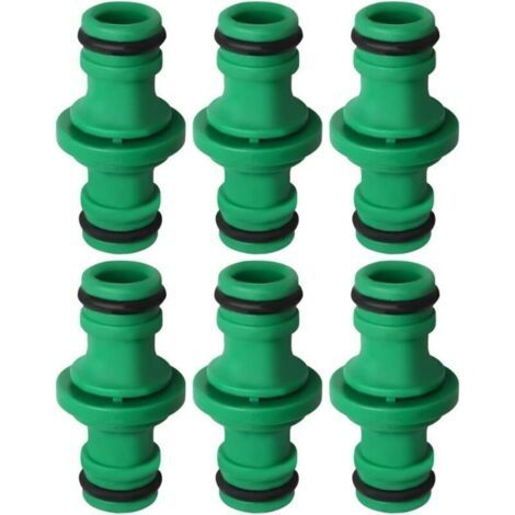 Lot de 6 raccords de tuyau à double prise, raccords verts pour tuyau d'arrosage et lavage de voiture (1/4)