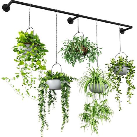 Suspension pour plantes d'intérieur de 177,8 cm - Tige en métal à suspendre pour fenêtre, étagères de plantes, pots non inclus